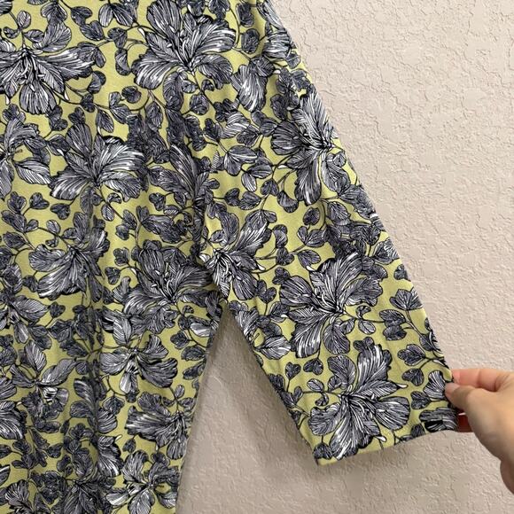 J. Jill wearable collection women sz L Green Graphic Blouse Relaxed l 3/4 sleeve - Picture 3 of 8